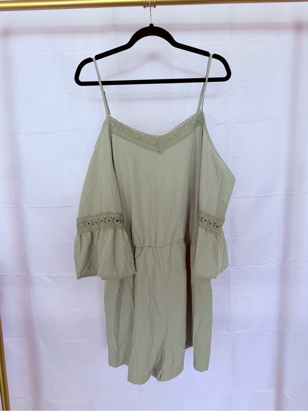 Plus size off the shoulder 3/4 sleeve romper
